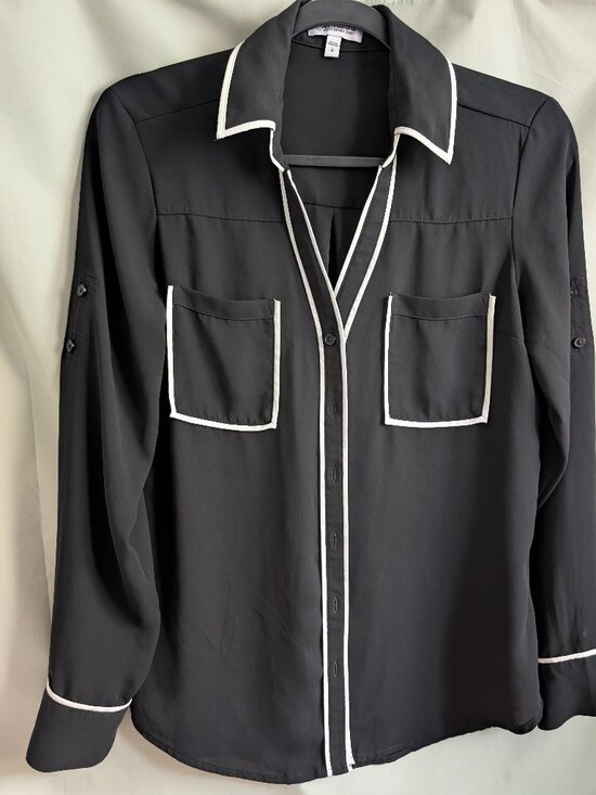 Express Tops - Express Portofino Shirt - Black with White